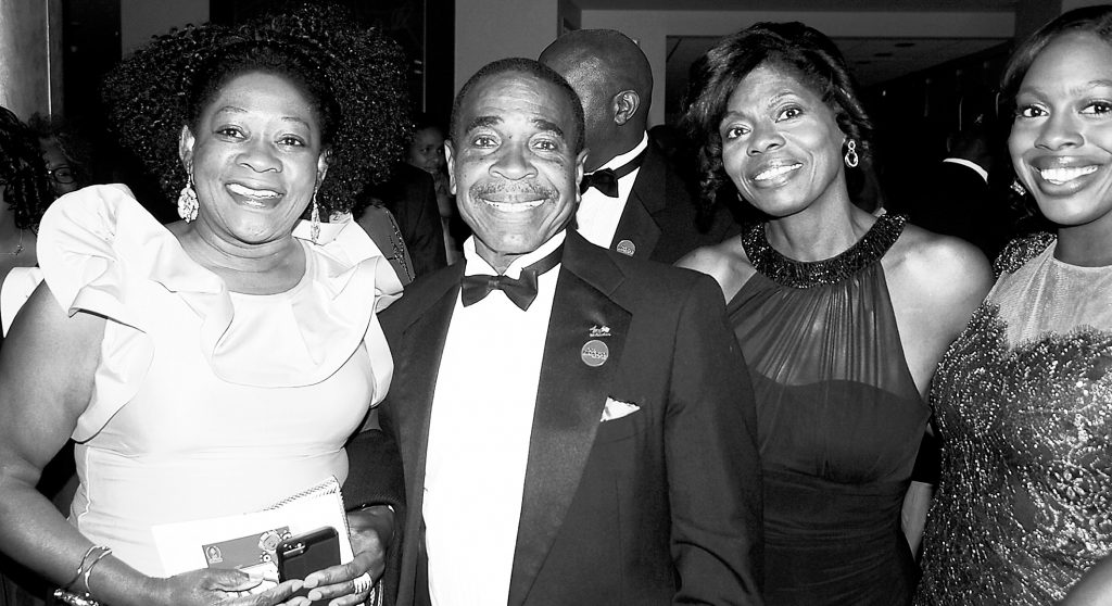 Photo: Leslie Perry (centre), former WISC president was honored at the “One Hundred Men of Color” Black Tie Gala held in Hartford, Ct. at the Bushnell Auditorium on October 23, 2015. In photo with Perry, from left is Veronica Airey-Wilson, former Hartford Deputy mayor and former WISC president and former “One Hundred Women of Color”honoree, Mrs. Leslie Perry and daughter Miriama. The Black Tie event honors men of color from the Connecticut and Massachusetts region who have been active as community leaders and inspirational role models for our youth and young adults.