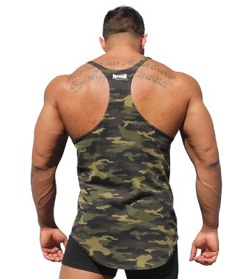 Physique camouflage mens y-back stringer tank top