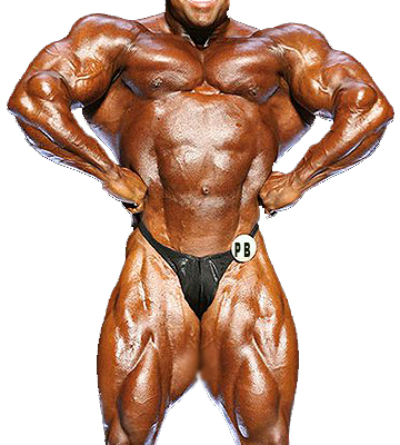bodybuilder doing competition poses wearing a posing pouch and