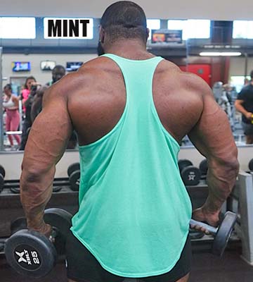 Physique Bodyware athlete training in mint y back tank top