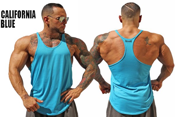 physique bodyware mens california-blue-y-back-stringer-tank-top