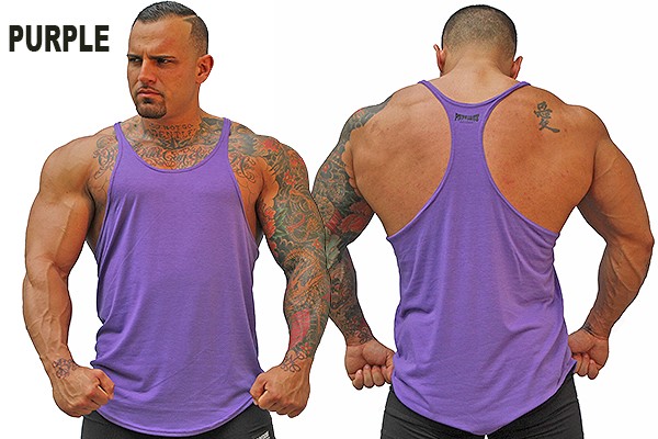 physique bodyware mens purple y back stringer tank tops