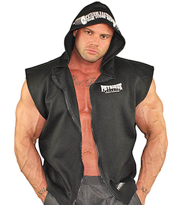 Crazee Wear Sleeveless Hoodie Workout Bodybuilding Mens Black at