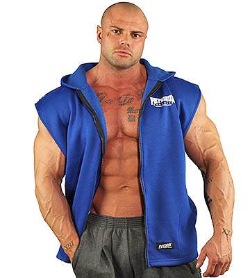 physique bodyware mens royal blue sleeveless workout hoodie