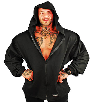 mens black bodybuilder hoodie jacket
