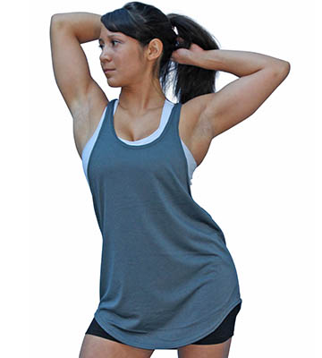 Women Gym Tank Top Muscle Back - Khaki