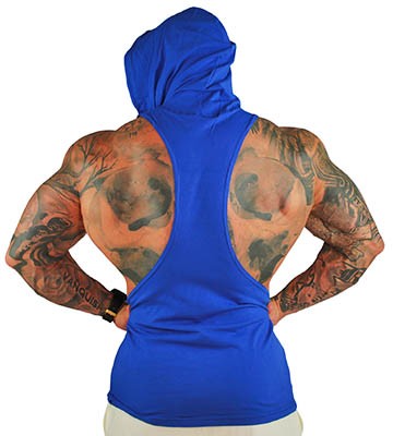 physique bodyware blue Y back hoodie for men