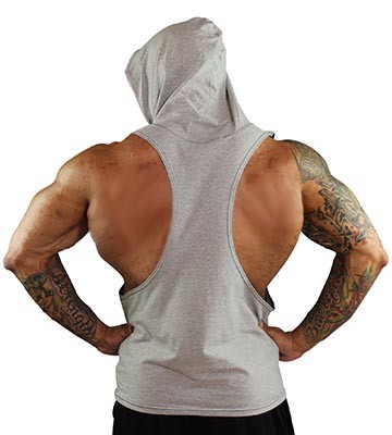 physique bodyware grey y back stringer hoodie men