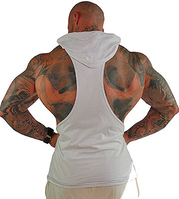 physique bodyware white y back mens hoodie