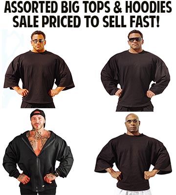 Physique Bodyware clearance rack Big Tops and hoodies